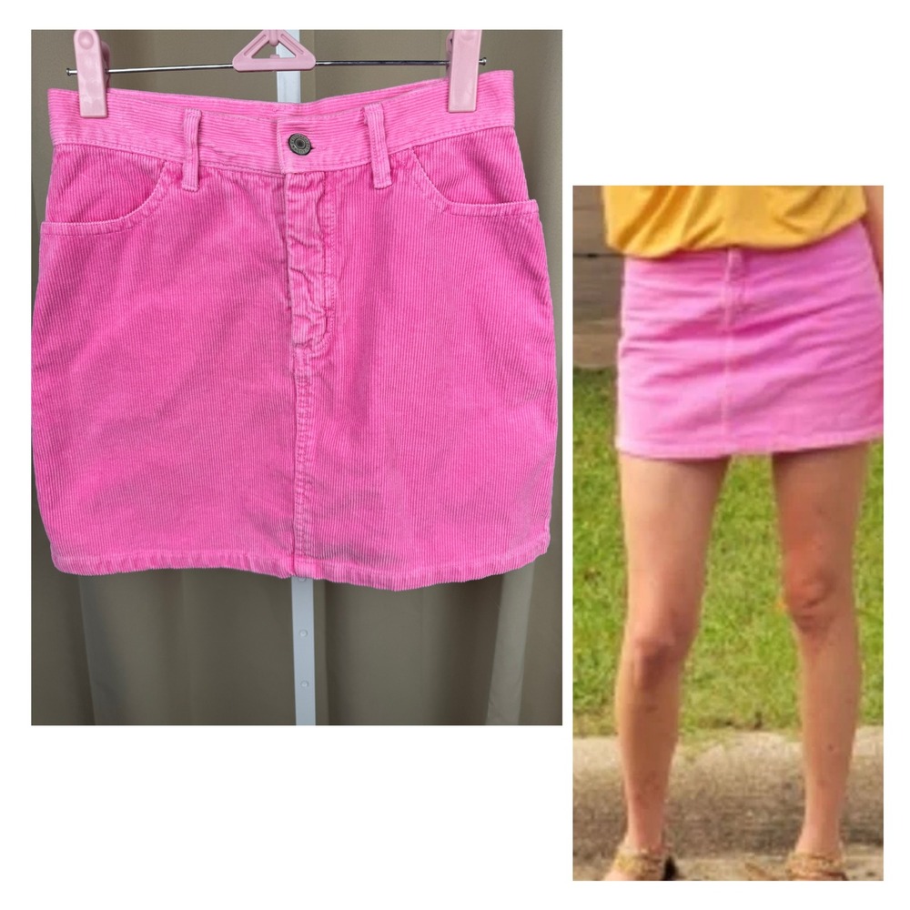 John Galt Bubble Gum Barbie Pink Corduroy Mini Skirt – One Size – Y2K